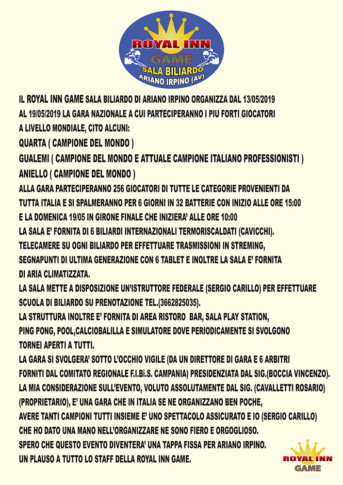 sala biliardo internazionale